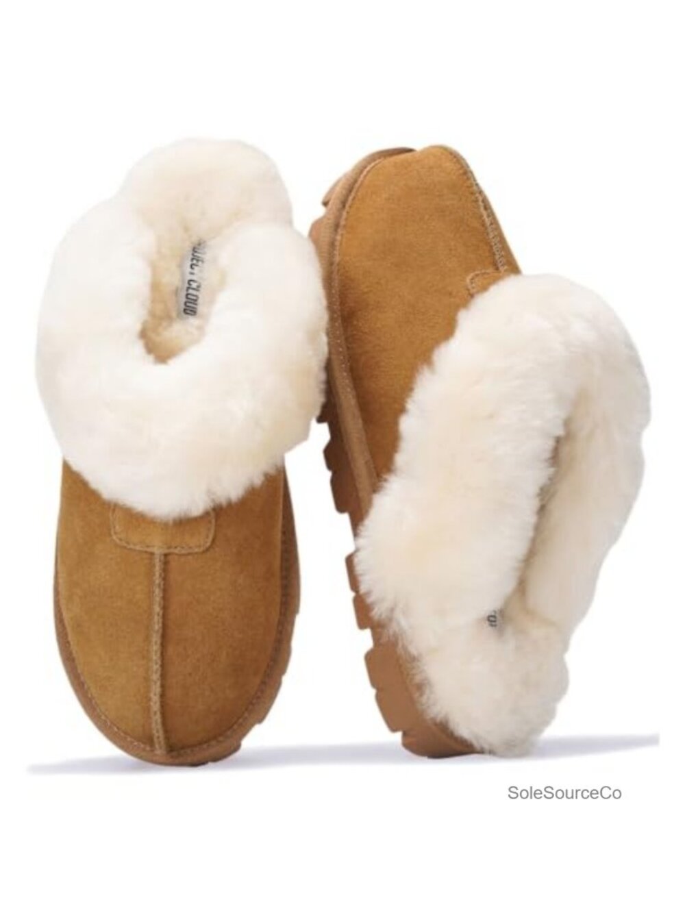 Genuine Leather Shearling Slippers Cozy Memory Foam Non-Slip